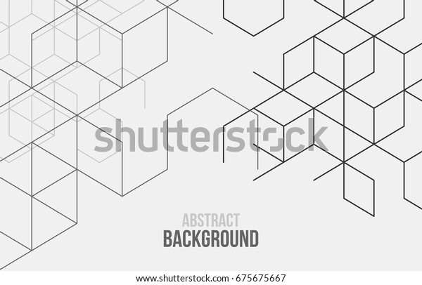 Vector abstract boxes background. Modern\
technology illustration with square mesh. Digital geometric\
abstraction with lines and points. Cube\
cell.
