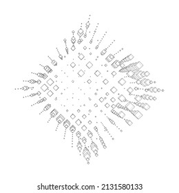 Vector abstract boxes background. Vector rendering of 3d. Wire-frame style