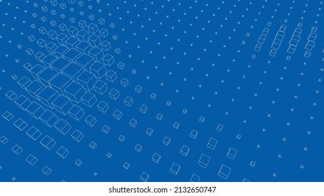 Vector abstract boxes background. Vector rendering of 3d. Wire-frame style