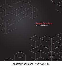 Vector abstract boxes on black background. Digital geometric abstraction with lines and points. Cube cell.