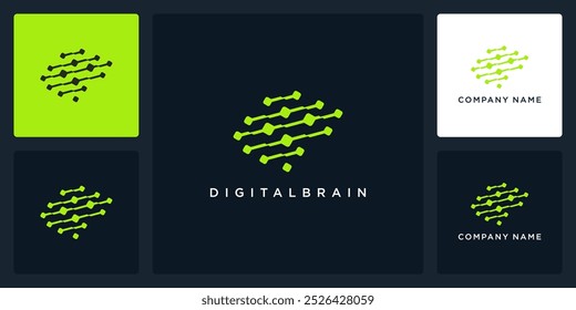 Vector abstract brain of digital logo and icon design template, can be used in various media easily, editable