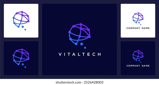 Vector abstract brain of vital tech logo and icon template, can be used in various media easily, editable