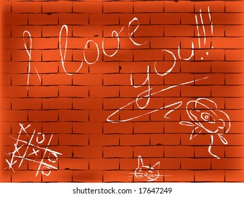 Vector abstract brick-wall. Hand drawn type