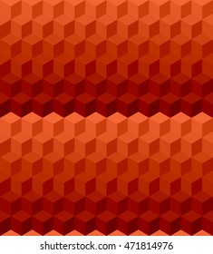 Vector abstract bright background. Necker Cube seamless pattern. Geometric texture. Modern Gradation fond. Shades of red. Vinous.