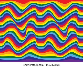 Vector abstract bright background. Seamless horizontal pattern with rainbow waves.