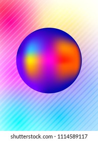 Vector abstracto de neón colorido brillante ilustración de afiche con forma de bolay fondo blando suave con transiciones entre manchas de color: rojo, verde, rosa, amarillo y azul. Diseño de plantilla mínimo