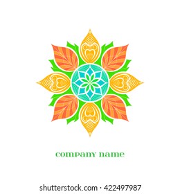 Vector Abstract Bright Leaves Label isolated on white. Element for logo, web, app and other your projects.  Leaf Icon over white