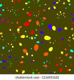 Vector abstract bright pattern with imitation of colored petals on brown background. For the design of fabrics and paper in summer and floral style.