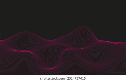 vector abstract bright pink lines on a black background, rumpled with your trajectory and bends