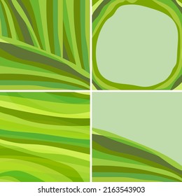Vector abstracto de fondo verde cuadrado brillante con lugar para texto. Aceitunas jugosas y tonos pistachos de fondo veraniego. Para diseño de medios sociales, embalaje, pancarta, afiche, tarjetas, volantes. EPS 10