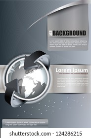 Vector abstract brochure background with globe and arrows