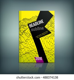 Vector abstract brochure cover template. Modern background for poster, print, flyer, book, booklet, brochure and leaflet design. Editable graphic image in silver, grey and white metallic colors