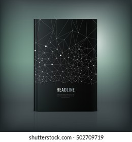 Vector abstract brochure cover template. Modern background for poster, print, flyer, book, booklet, brochure and leaflet design. Editable graphic image in silver, grey and black colors