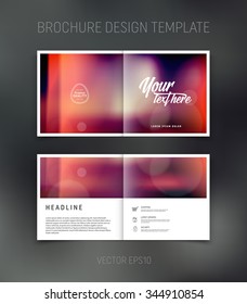 Vector abstract brochure design template. Two-page spreads. Blurred soft bokeh background