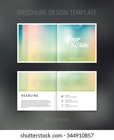 Vector abstract brochure design template. Two-page spreads. Blurred soft bokeh background