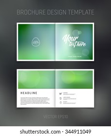 Vector abstract brochure design template. Two-page spreads. Blurred soft bokeh background