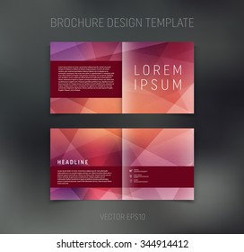 Vector abstract brochure design template. Two-page spreads. Geometric polygonal background