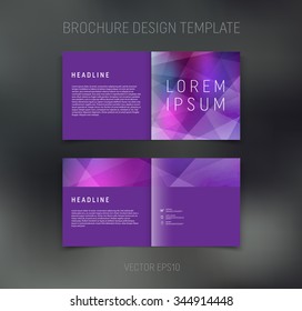Vector abstract brochure design template. Two-page spreads. Geometric polygonal background