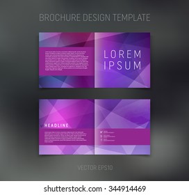 Vector abstract brochure design template. Two-page spreads. Geometric polygonal background