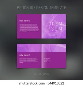 Vector abstract brochure design template. Two-page spreads. Geometric polygonal background