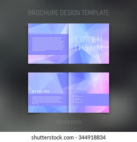 Vector abstract brochure design template. Two-page spreads. Geometric polygonal background