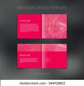 Vector abstract brochure design template. Two-page spreads. Geometric polygonal background