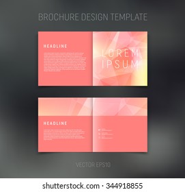Vector abstract brochure design template. Two-page spreads. Geometric polygonal background