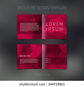 Vector abstract brochure design template. Two-page spreads. Geometric polygonal background
