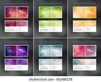 Vector abstract brochure design templates collection. Two-page spreads. 