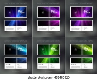 Vector abstract brochure design templates collection. Two-page spreads. 