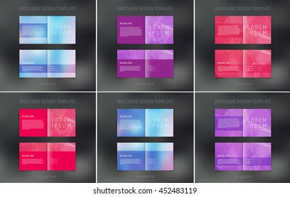 Vector abstract brochure design templates collection. Two-page spreads. 