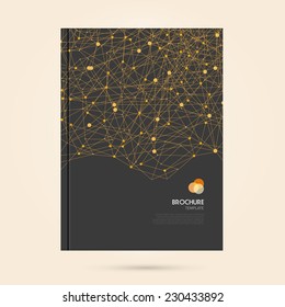  Vector abstract brochure with orange polygons 