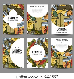 Vector abstract brochures Recreation. Tourism and camping in zentangle,doodle style.