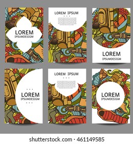 Vector abstract brochures Recreation. Tourism and camping in zentangle,doodle style.