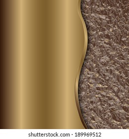 Vector abstract bronze metallic background with curve and foil