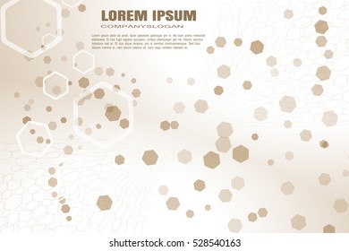 Vector abstract brown background with hexagon shapes and silhouettes.