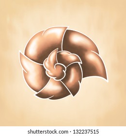 Vector abstract brown background old paper texture with chocolate cochlea
