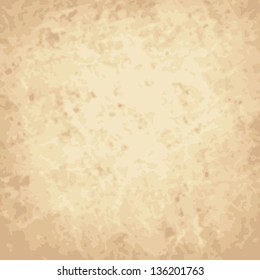 Vector abstract brown vintage background, crumpled, scratch old paper parchment, with grunge texture, wallpaper, neutral plain backdrop for website or vintage invitation