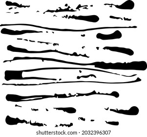 Vector Abstract Brush Hand Drawn Texture in Black Color Sketch Simple Pattern isolated on White Background Stroke Shape