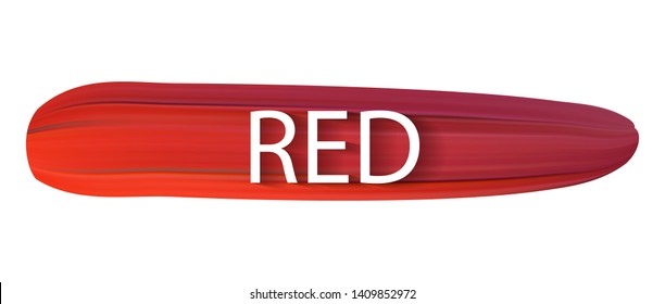 Vector abstract brush stroke of oil paint with name of color red education illustration