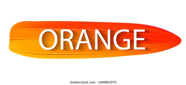 Vector abstract brush stroke of oil paint with name of color orange education illustration