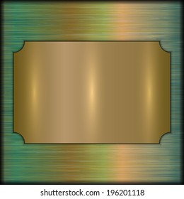 vector abstract brushed gold award plate on beige background