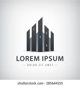 vector abstract building, tower, city icon, logo isolated