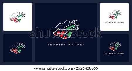 Vector abstract bull and bear of trading market logo and icon design template, can be used in various media easily, editable