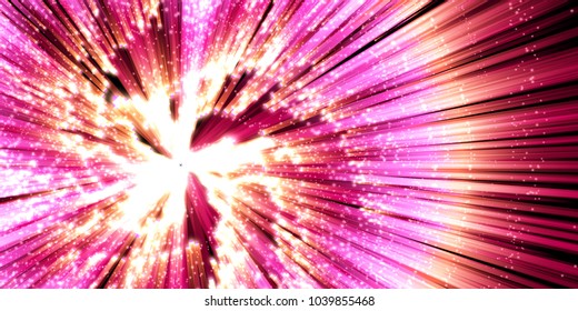 Vector abstract. Burst lines with lights.