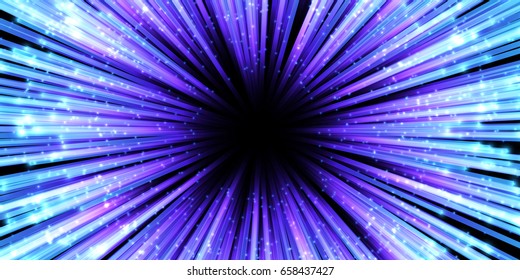 Vector abstract. Burst lines with lights.