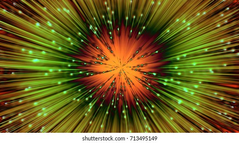 Vector abstract. Burst lines with lights.