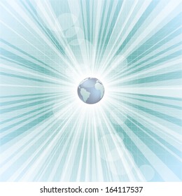 Vector abstract burst with planet Earth.