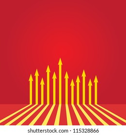 vector abstract business background with arrows. red brochure template.