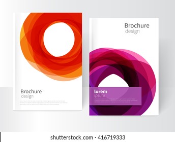 Vetor Abstract Business Brochure, Relatório Anual, Panfleto, Modelo de Capa de Folheto. Geométrico abstrato fundo amarelo e roxo círculos que se cruzam. conceito design catalouge. EPS 10